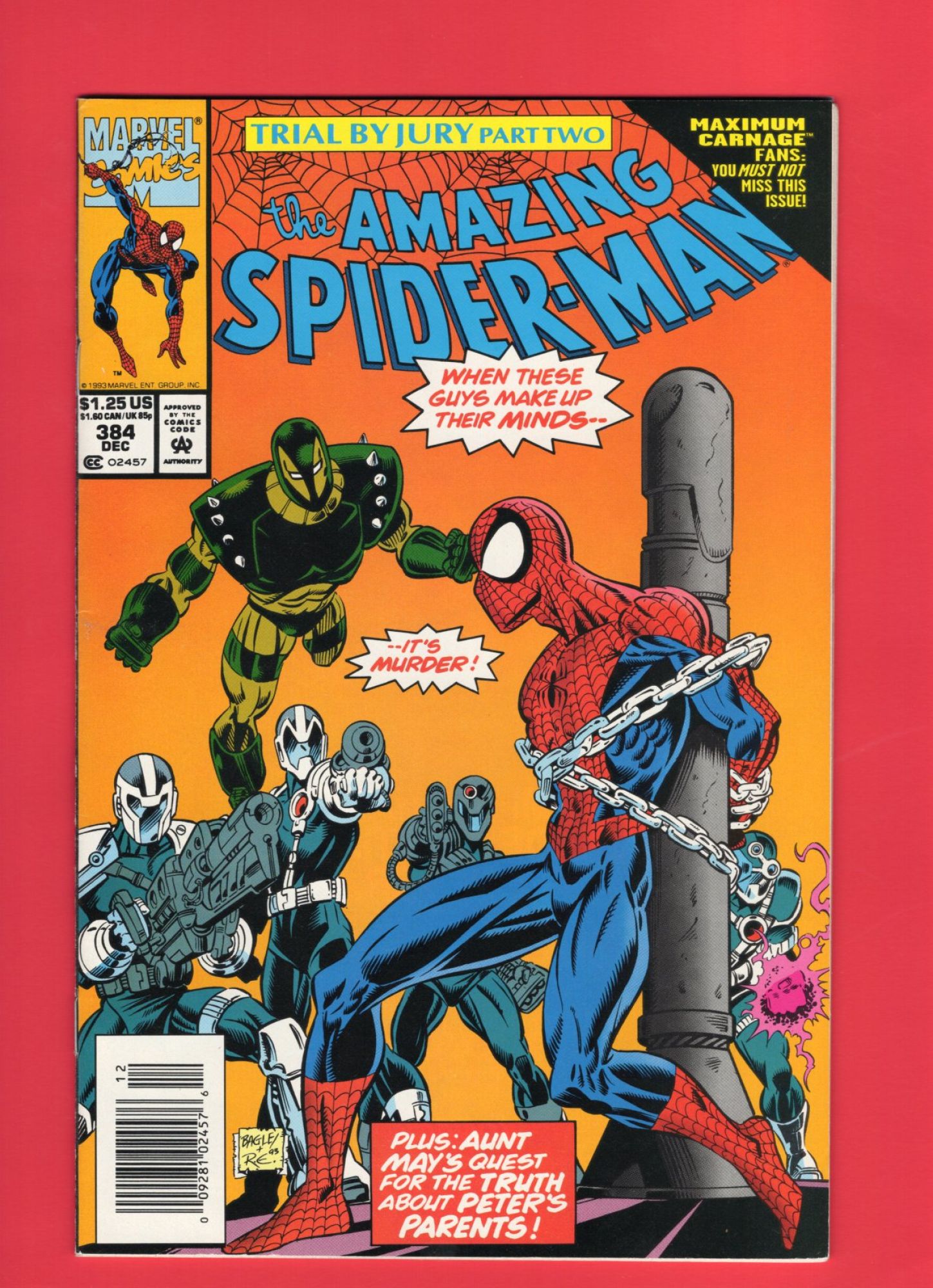 Amazing Spider-Man #384, Dec 1993, 8.5 VF+ Newsstand
