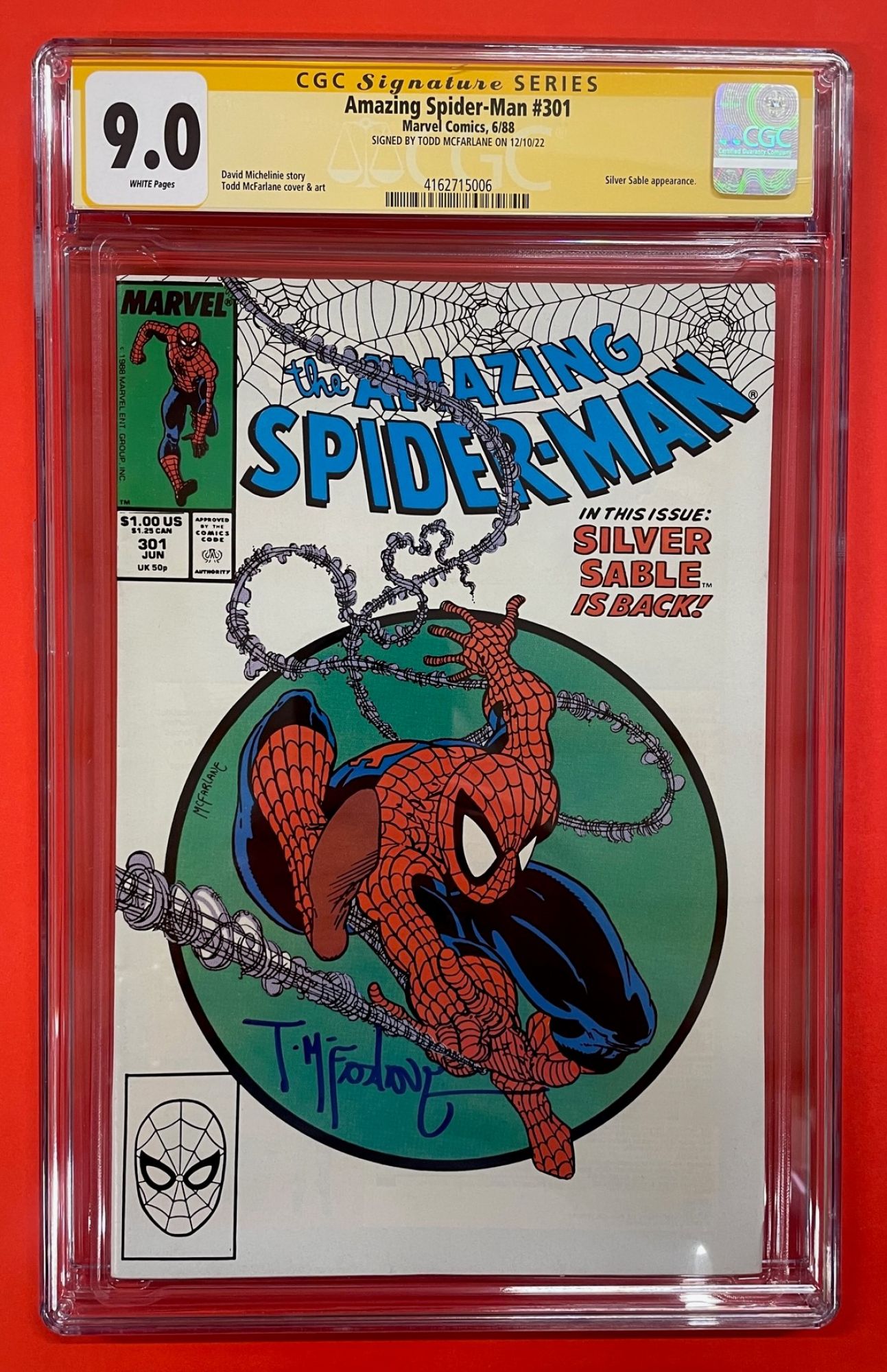 Amazing Spider-Man #301, Jun 1988, 9.0 VF/NM, CGC Signed by Todd McFarlane