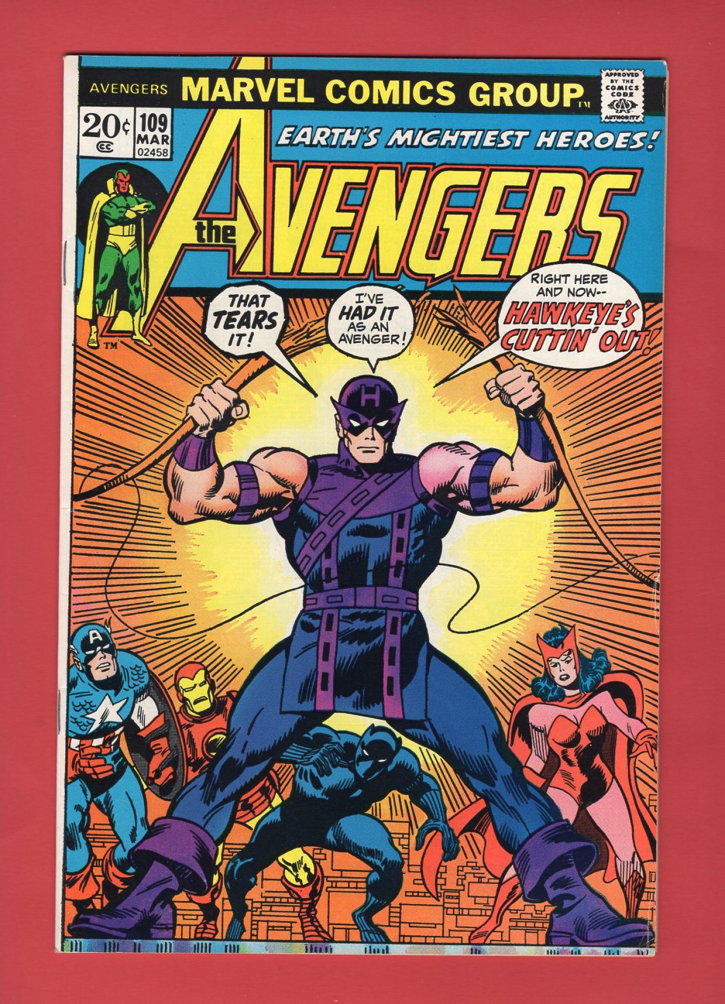 Avengers #109, Mar 1973, 7.0 FN/VF