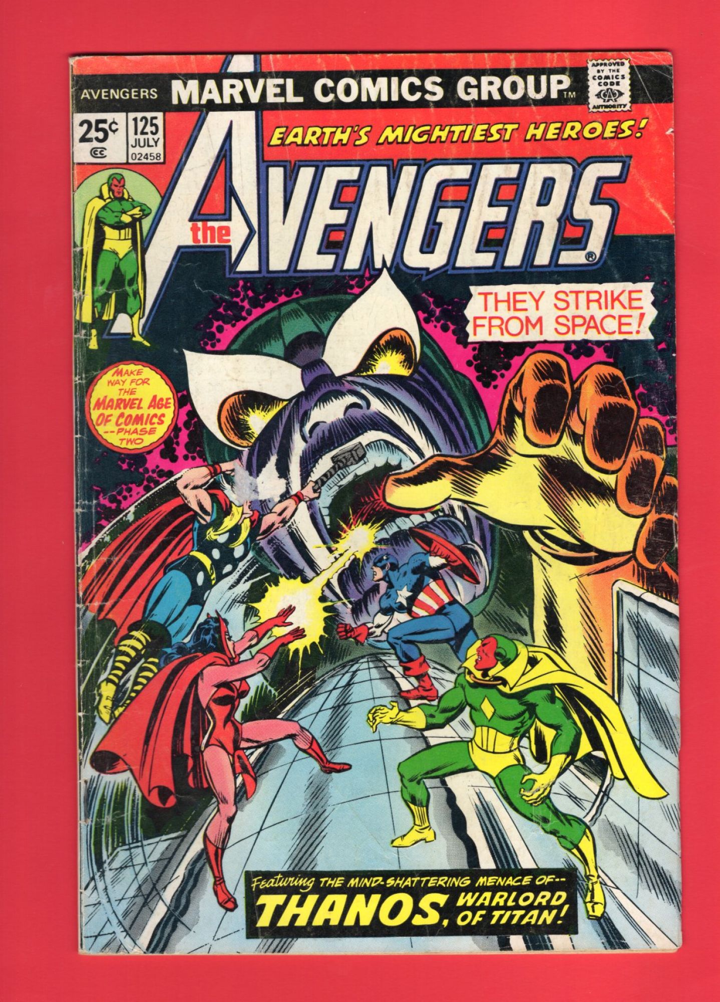 Avengers #125, Jul 1974, 5.0 VG/FN