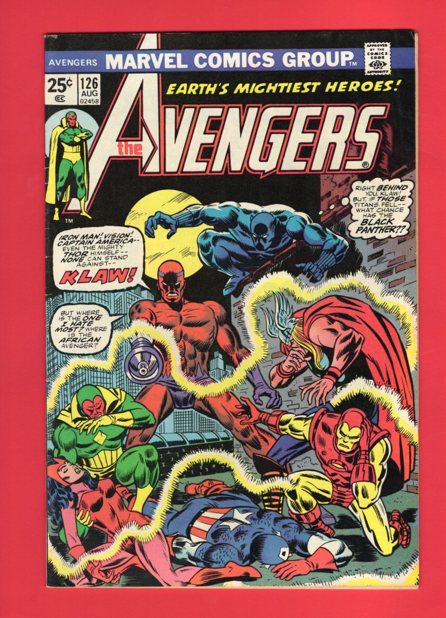 Avengers #126, Aug 1974, 6.0 FN