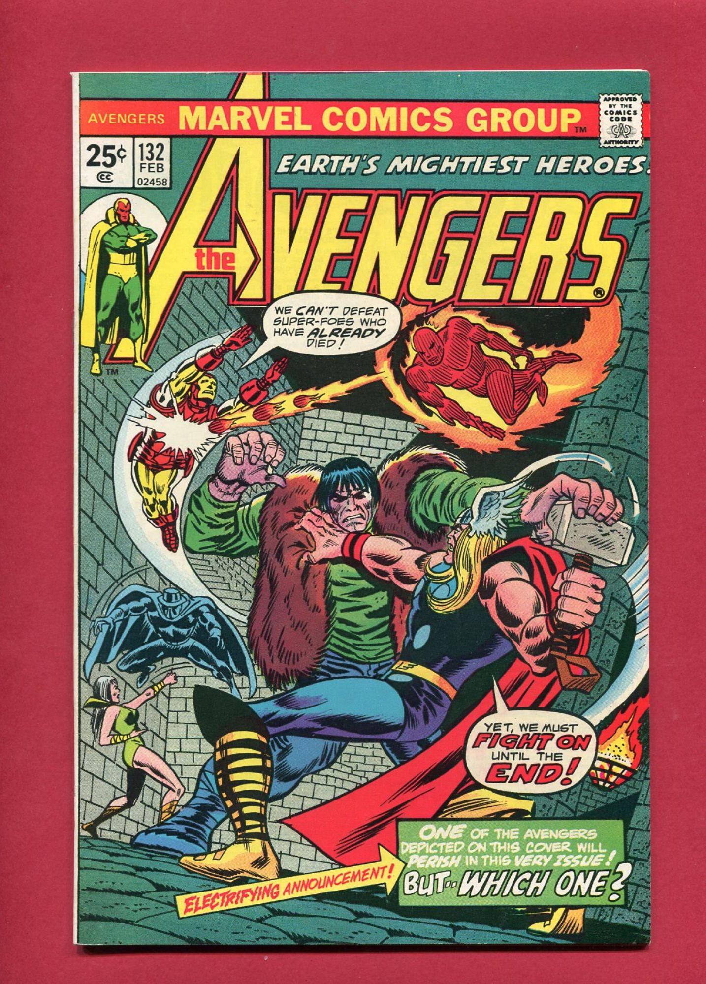 Avengers #132, Feb 1975, 8.5 VF+
