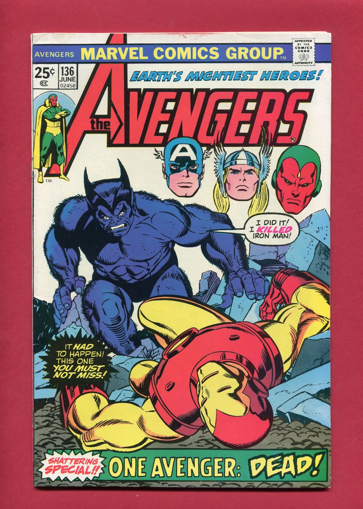Avengers #136, Jun 1975, 8.0 VF