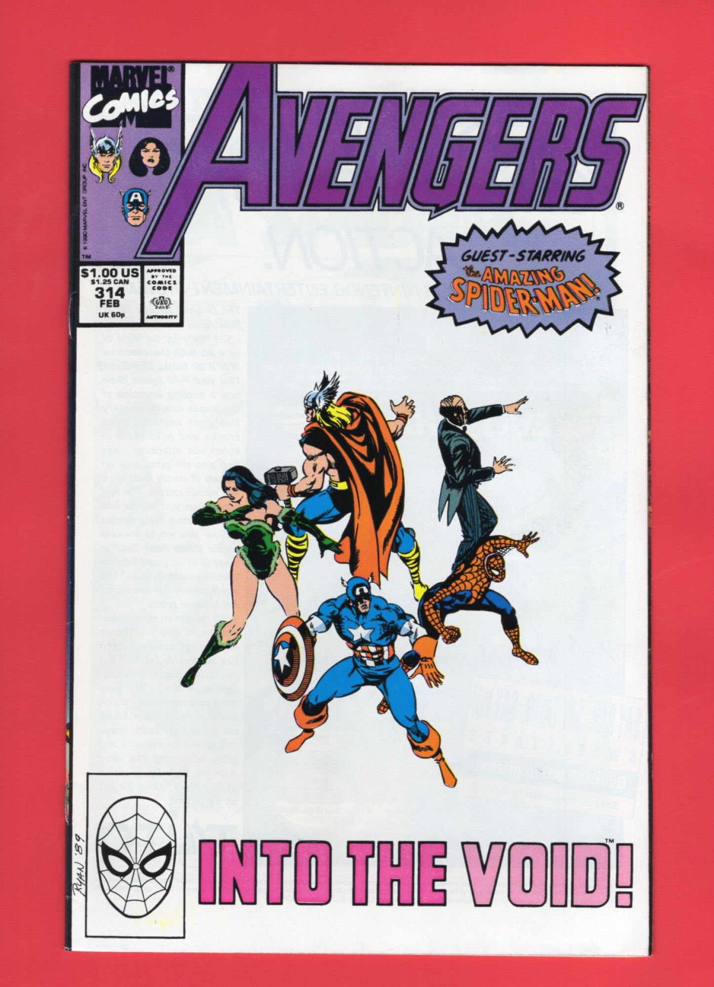 Avengers #314, Feb 1990, 9.2 NM-