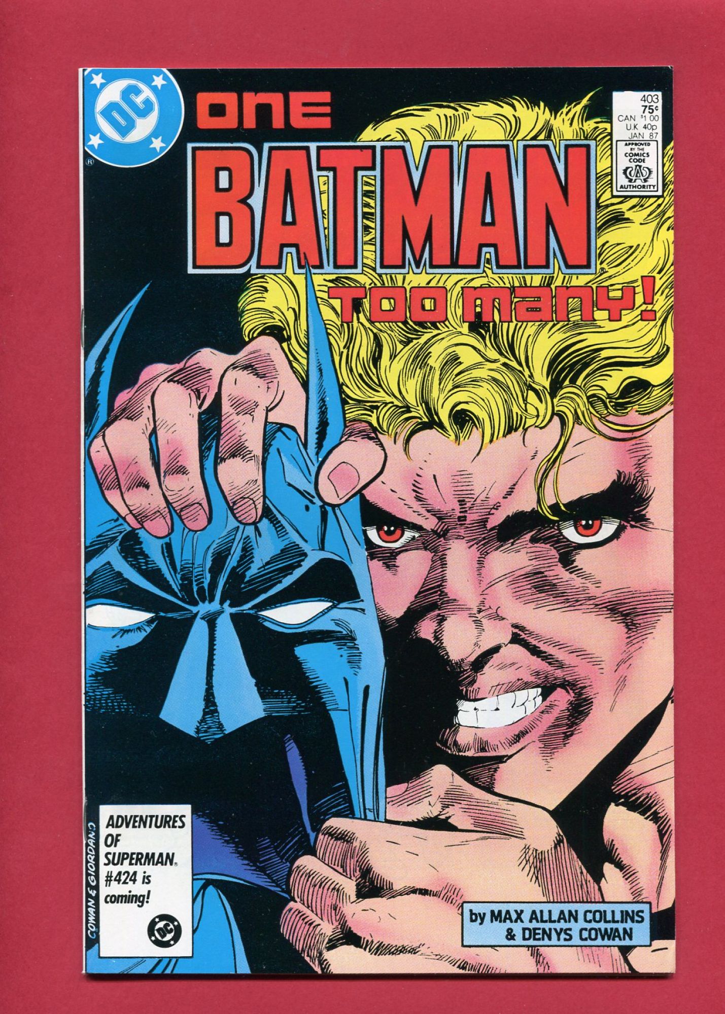 Batman #403, Jan 1987, 9.2 NM-
