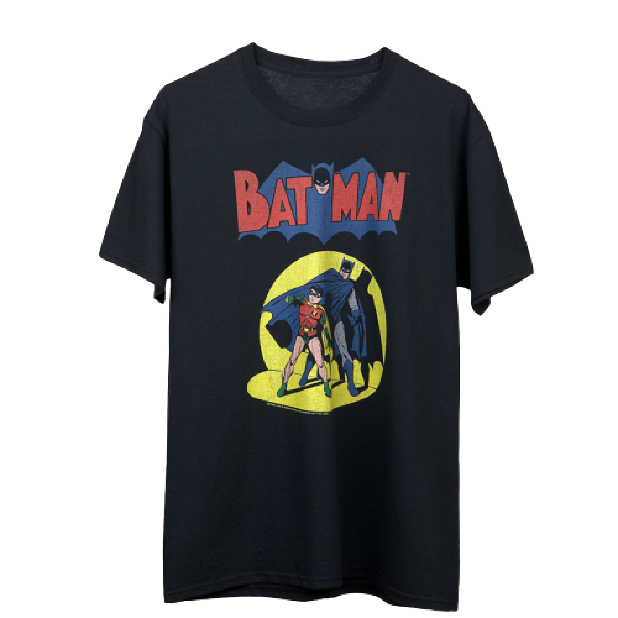 Batman and Robin Retro Spotlight Black T-Shirt 2XLarge 