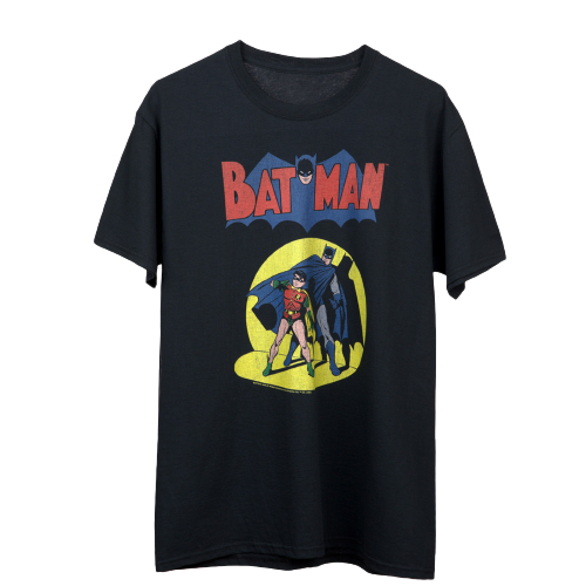 Batman and Robin Retro Spotlight Black T-Shirt 2XLarge
