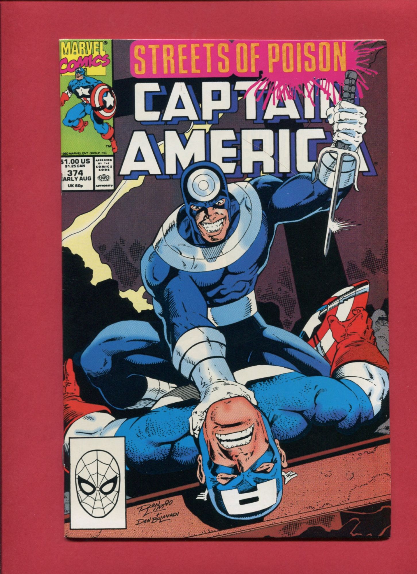 Captain America #374, Aug 1990, 9.2 NM-