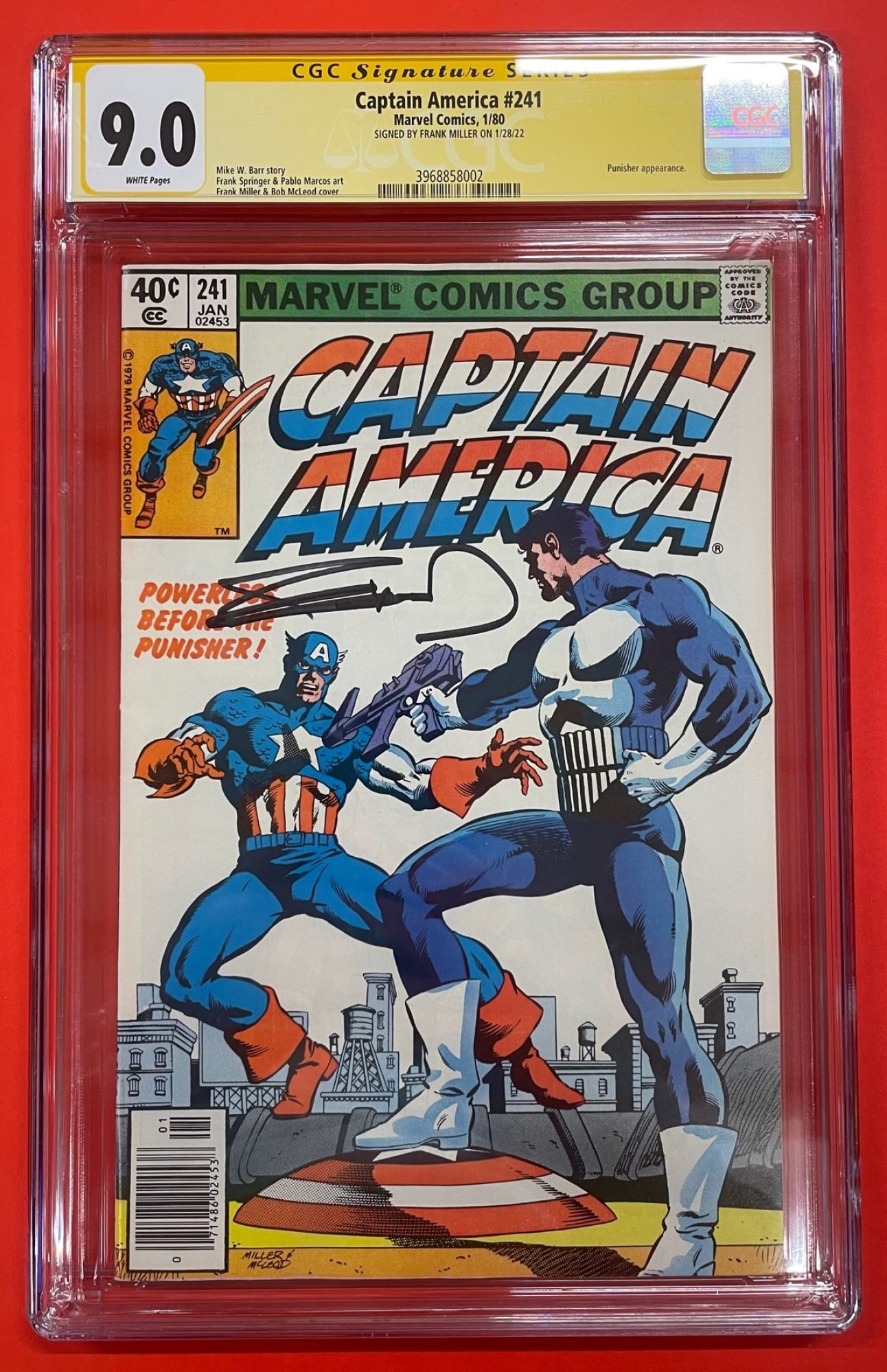 Captain America #241, Jan 1980, 9.0 VF/NM CGC Signed Frank Miller