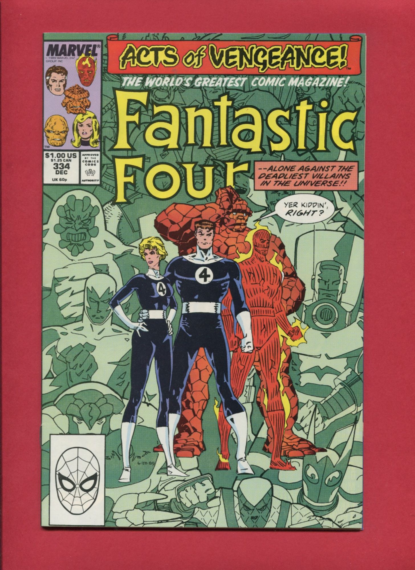 Fantastic Four #334, Dec 1989, 9.2 NM-