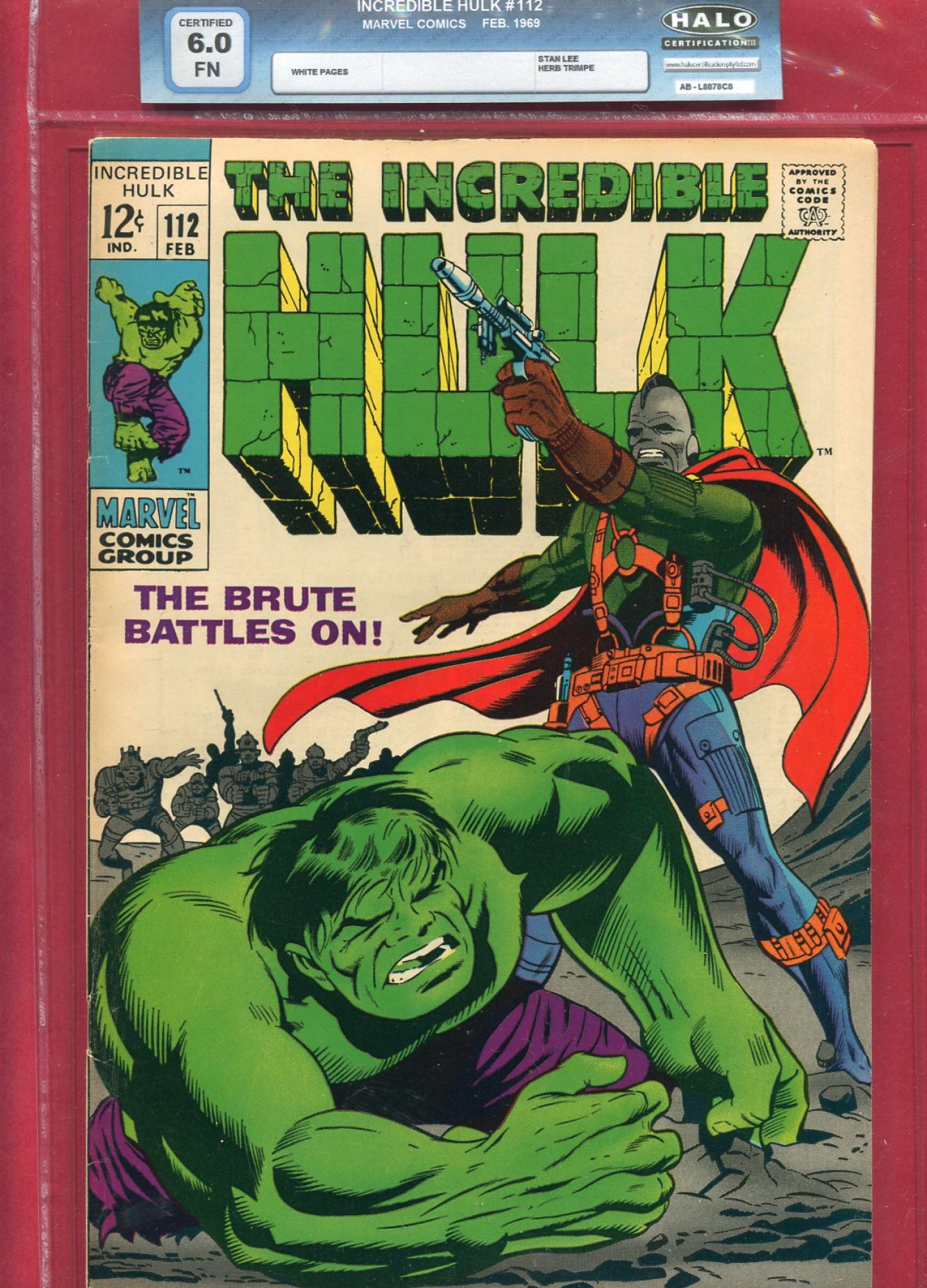 Incredible Hulk #112, Feb 1969, 6.0 FN Halo Soft Slab