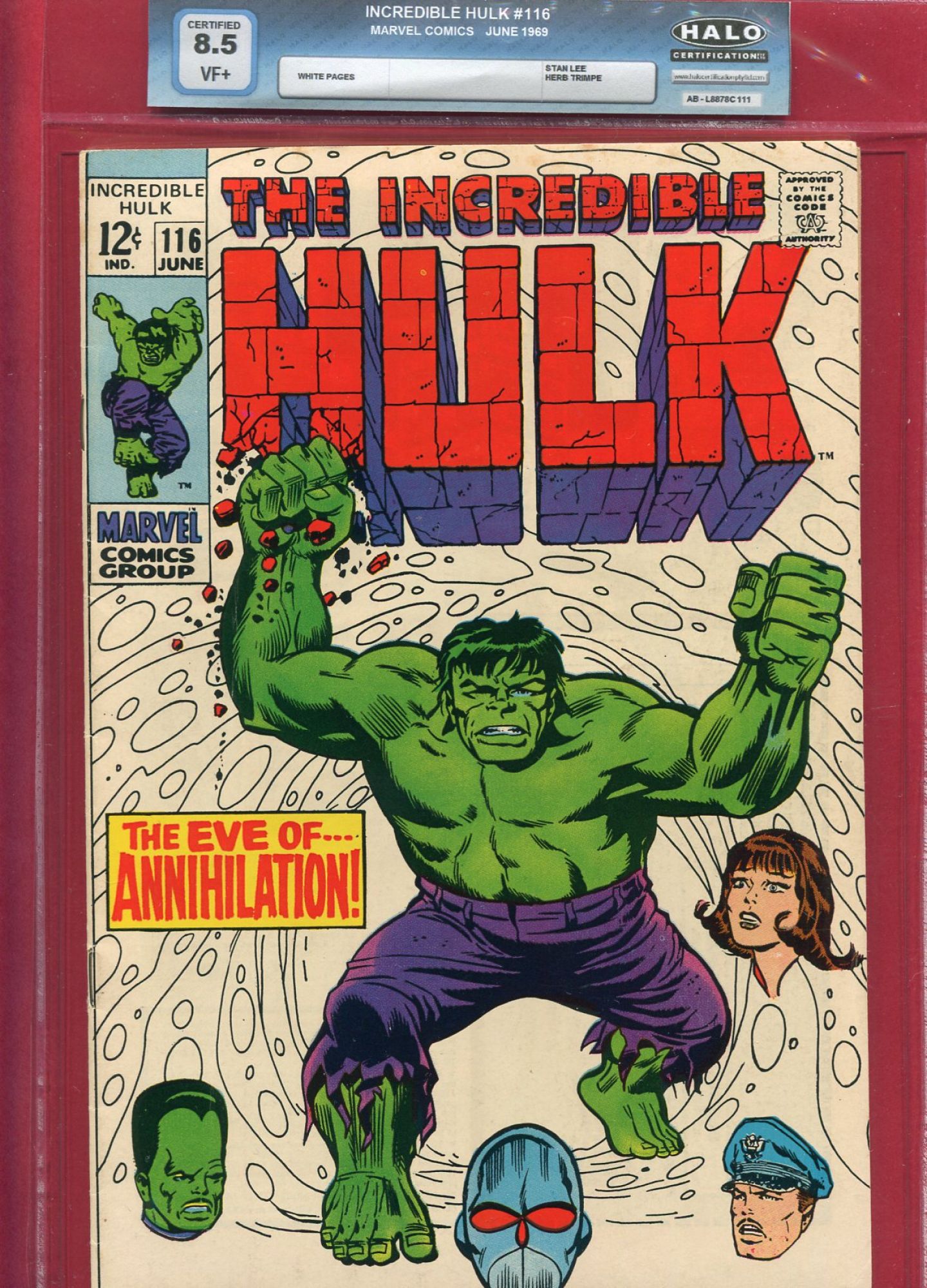 Incredible Hulk #116, Jun 1969, 8.5 VF+ Halo Soft Slab