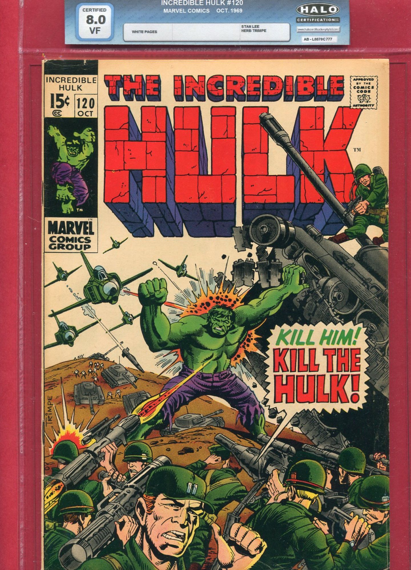 Incredible Hulk #120, Oct 1969, 8.0 VF Halo Soft Slab