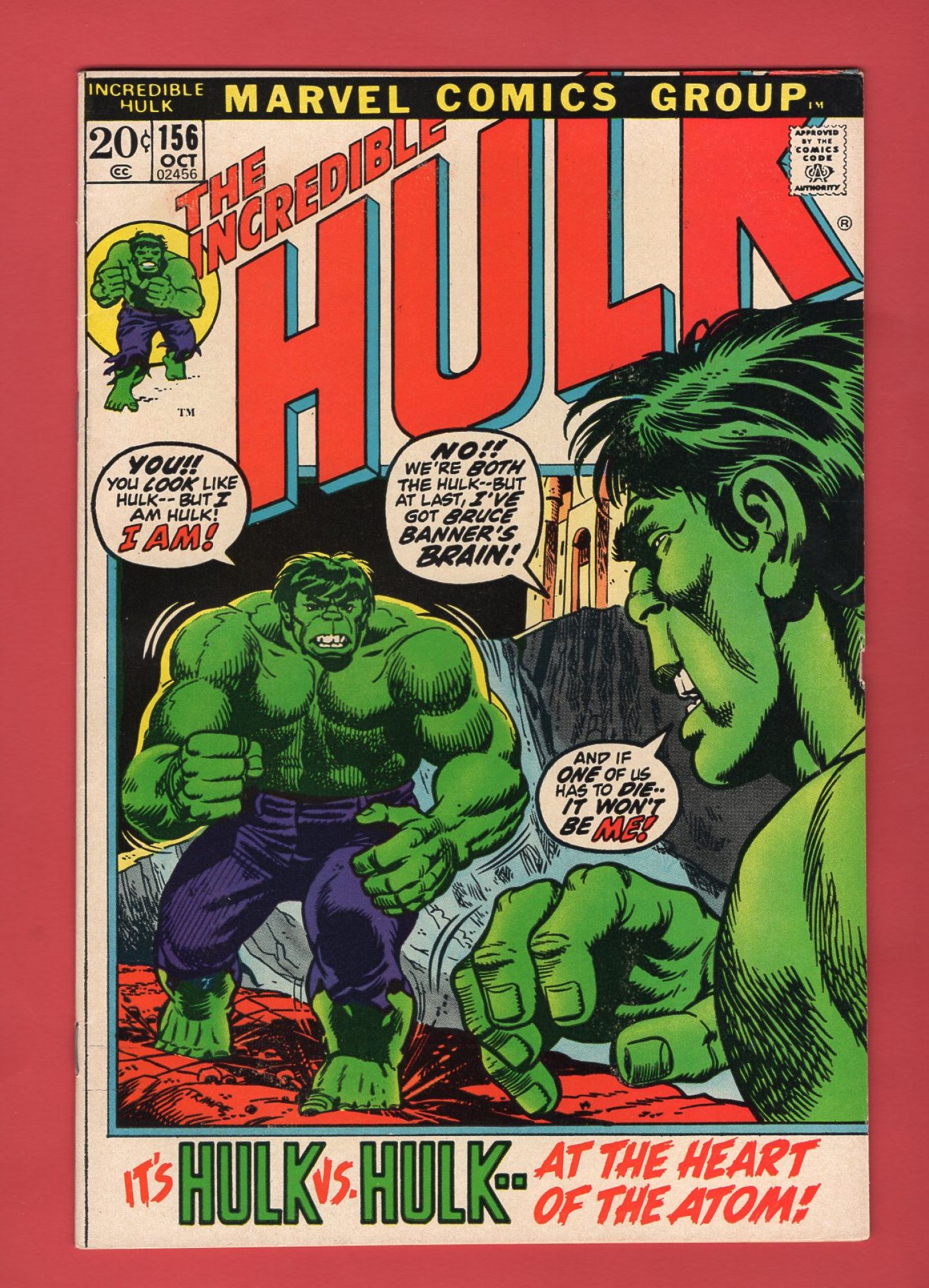 Incredible Hulk #156, Oct 1972, 7.0 FN/VF