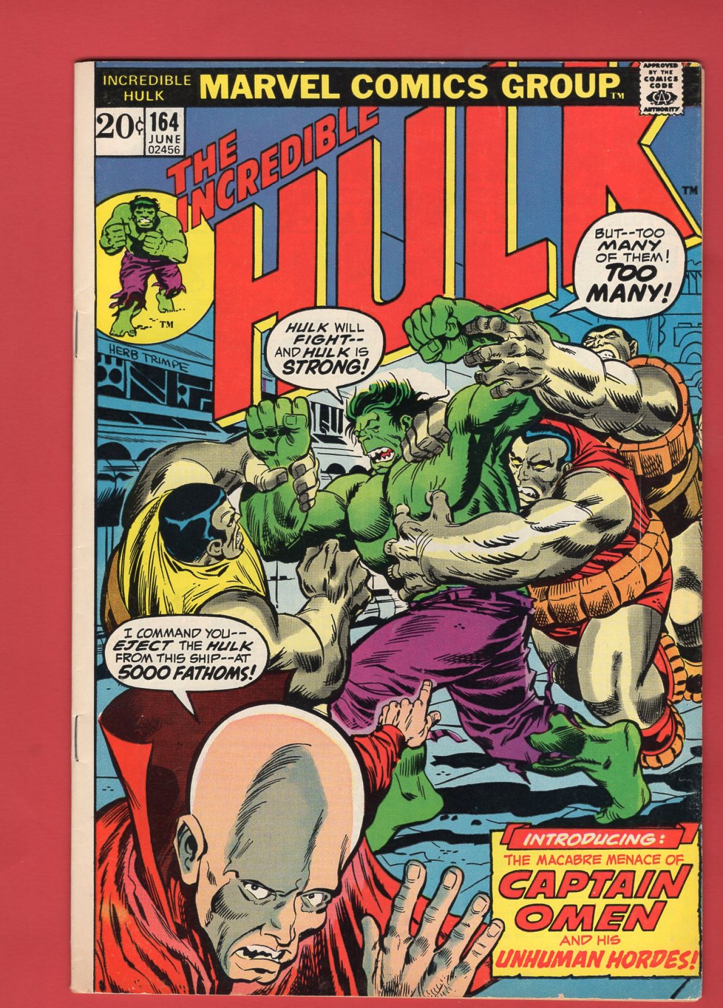 Incredible Hulk #164, Jun 1973, 6.5 FN+