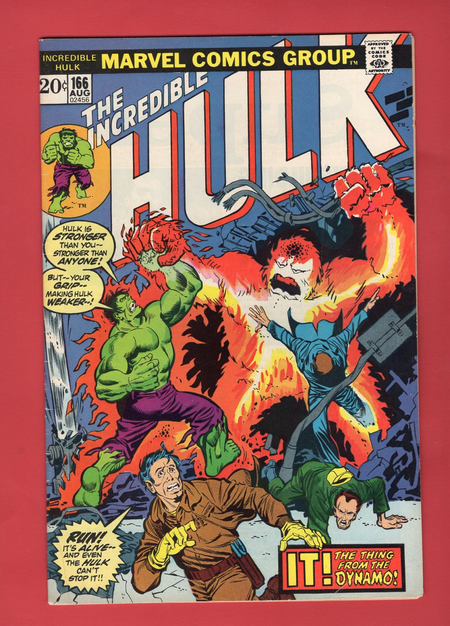 Incredible Hulk #166, Aug 1973, 6.0 FN