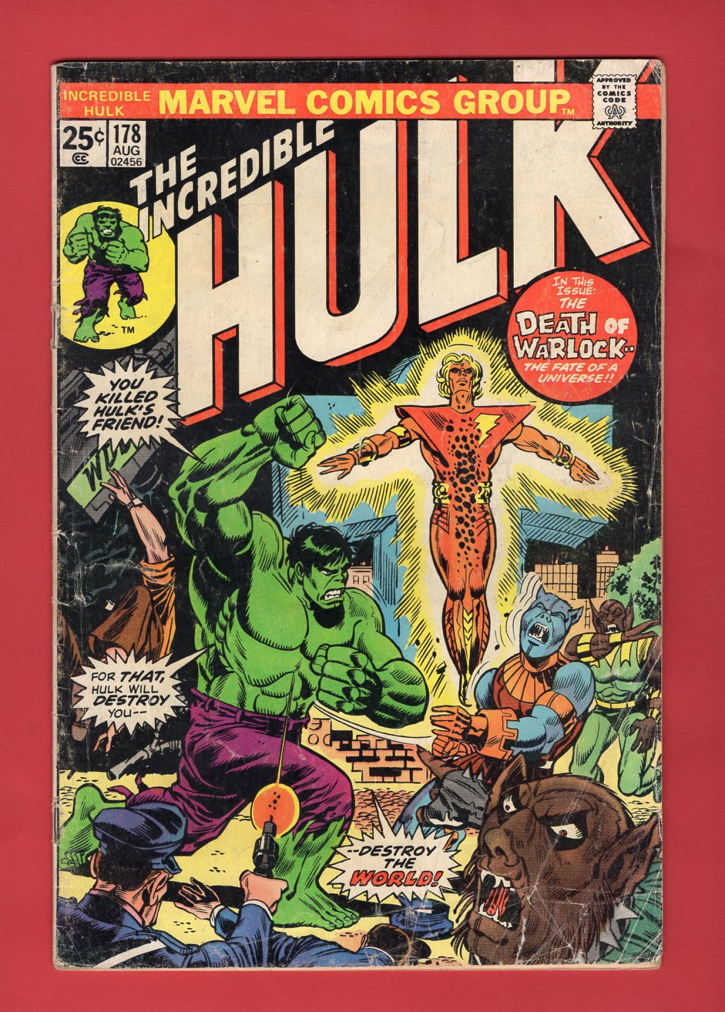 Incredible Hulk #178, Aug 1974, 3.0 GD/VG