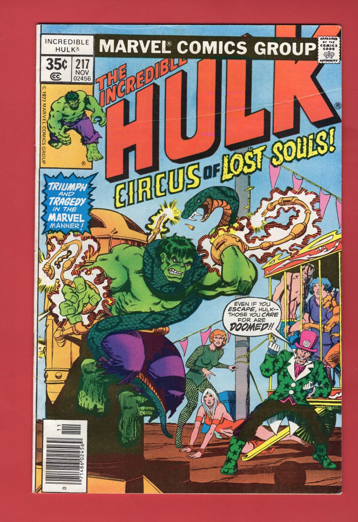 Incredible Hulk #217, Nov 1977, 6.0 FN