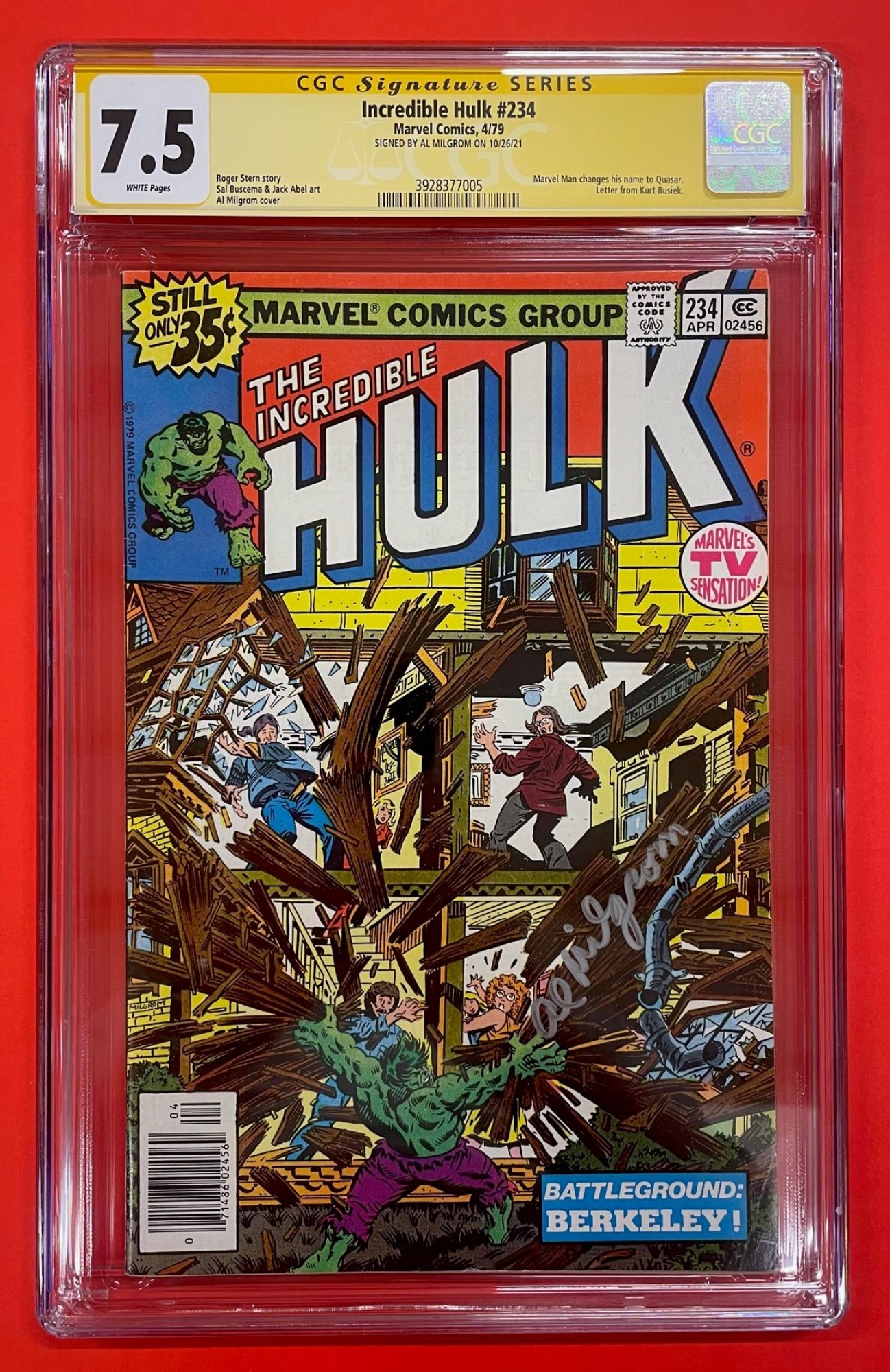 Incredible Hulk #234, Apr 1979, 7.5 VF- CGC Signed Al Milgrom