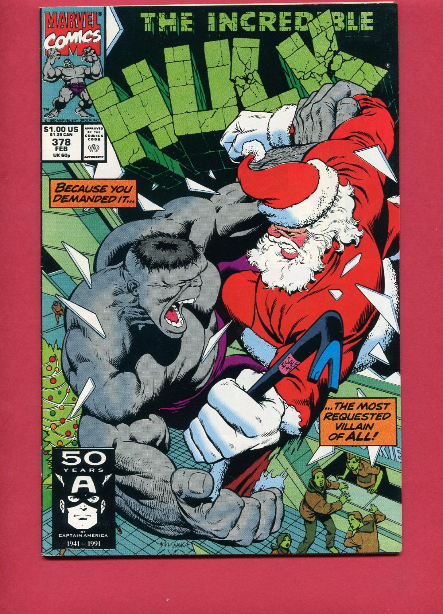 Incredible Hulk #378, Feb 1991, 7.0 FN/VF