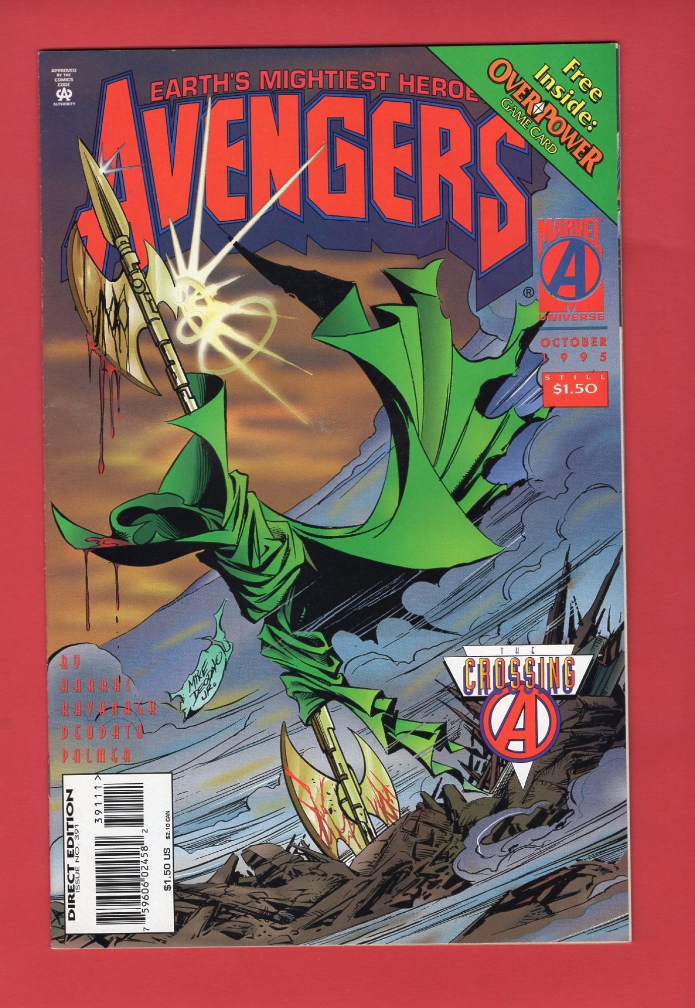 Avengers #391, Oct 1995, 9.2 NM- with Over Power Game Card