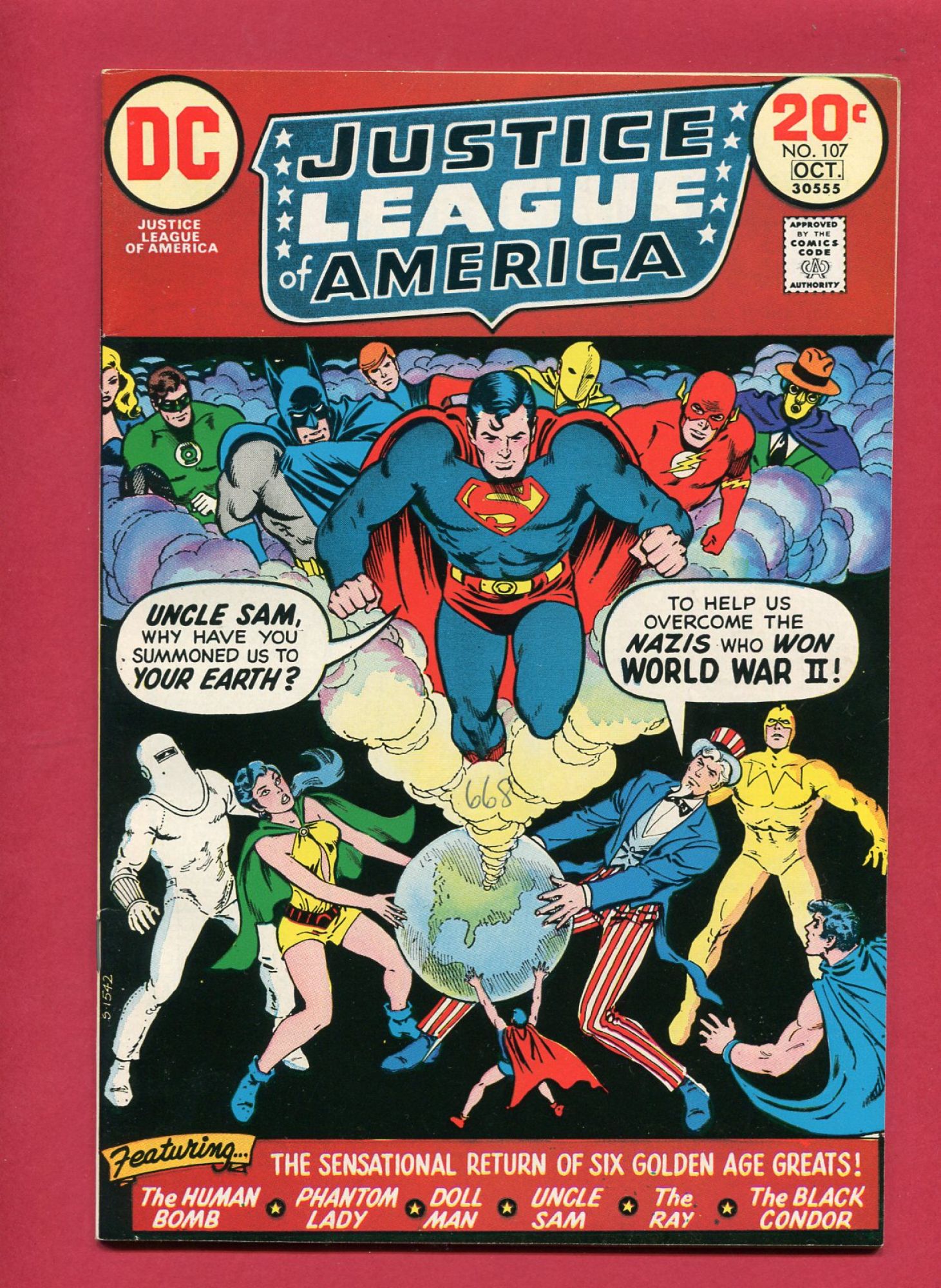 Justice League of America #107, Sep 1973, 8.5 VF+ QUALIFIED (Pen Mark)