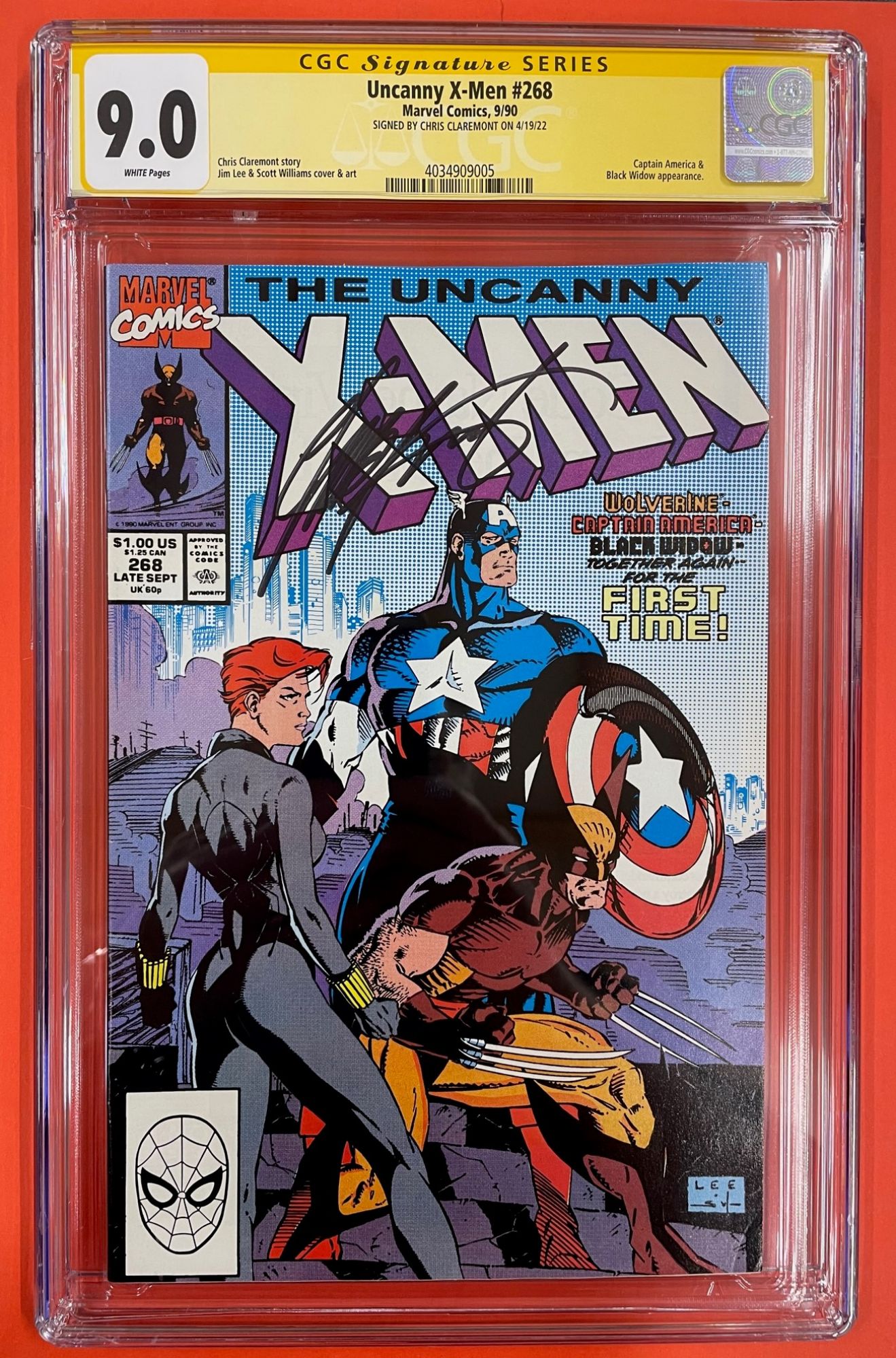 Uncanny X-Men #268, Sep 1990, 9.0 VF/NM CGC Signed by Chris Claremont
